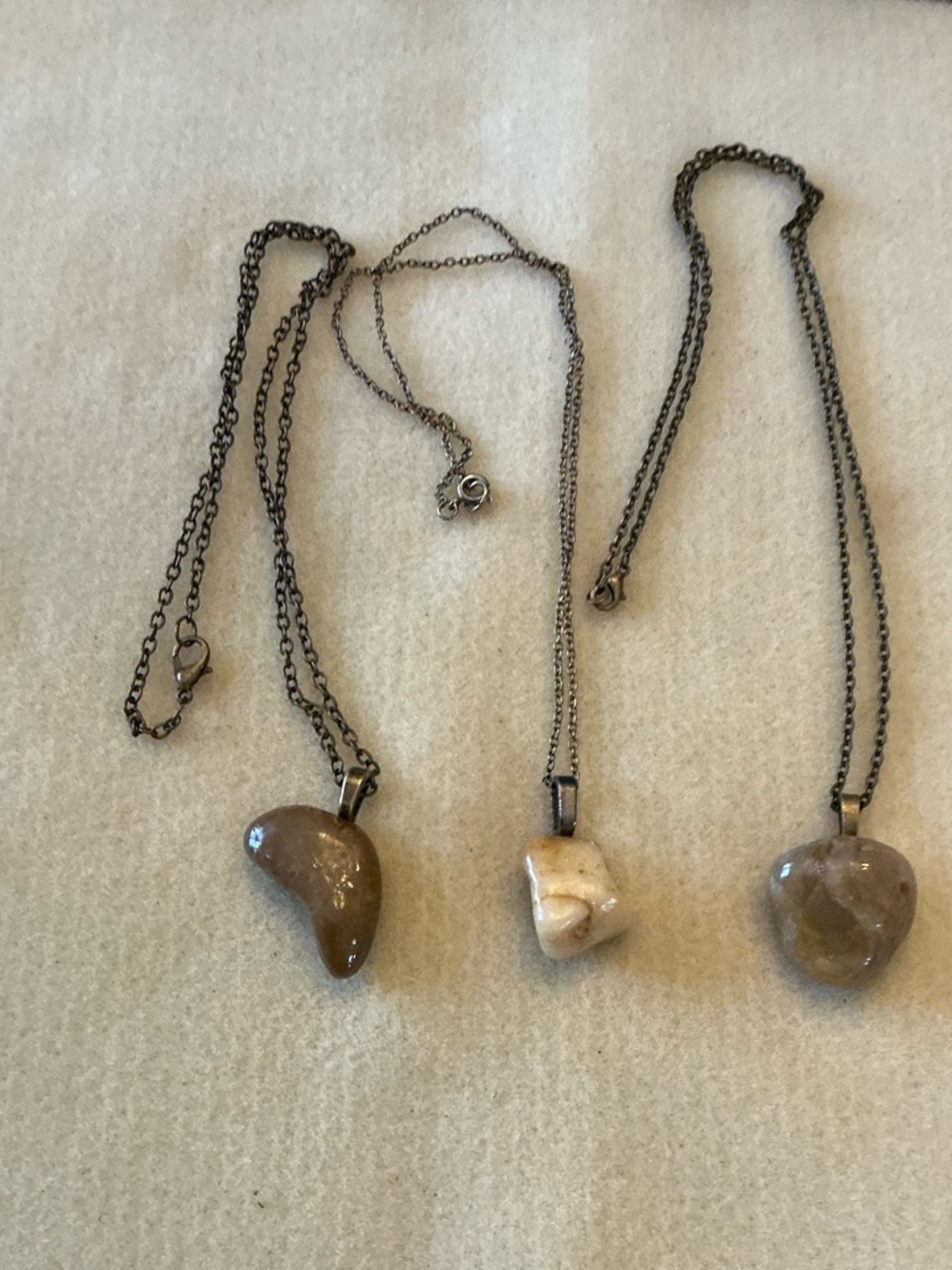 Handmade Stone Pendant Necklaces, set of 3